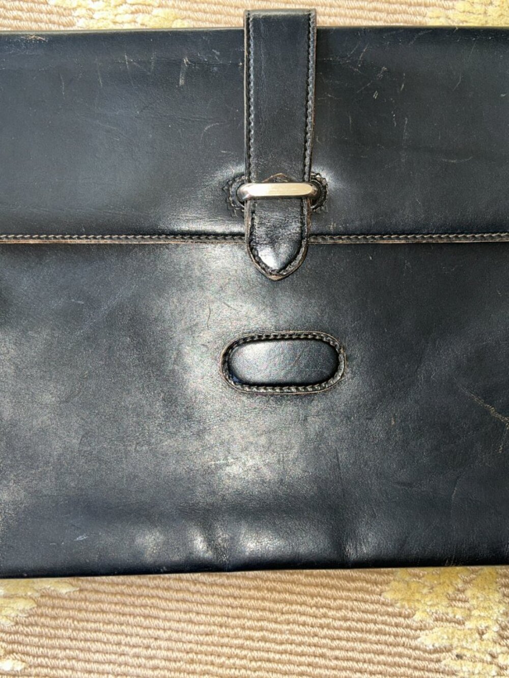 Bally Black Leather Portfolio Document Case Bag, Vintage,Italian